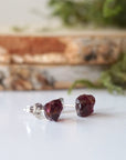 Raw Garnet Stud Earrings Designs by Nature Gems