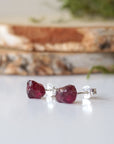 Raw Garnet Stud Earrings Designs by Nature Gems