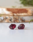 Raw Garnet Stud Earrings Designs by Nature Gems