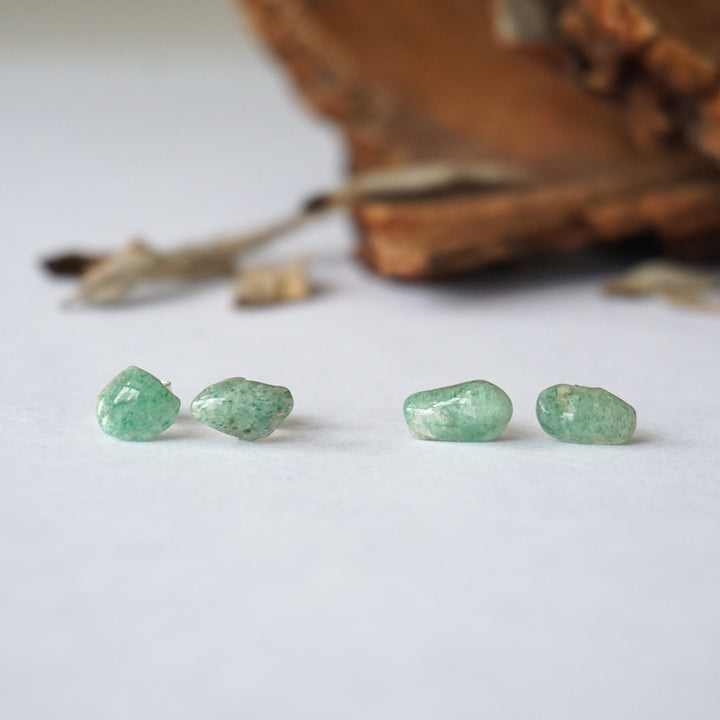 Raw Green Aventurine Crystal Earrings DesignsbyNatureGems