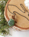 Raw Green BC Jade Necklace - Antique Bronze and Gold DesignsbyNatureGems