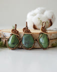Raw Green BC Jade Necklace - Antique Bronze and Gold DesignsbyNatureGems