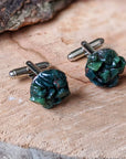 Raw Green Bloodstone Cufflinks DesignsbyNatureGems