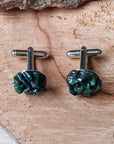 Raw Green Bloodstone Cufflinks DesignsbyNatureGems