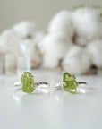 Raw Green Peridot Crystal Adjustable Ring - Sterling Silver DesignsbyNatureGems