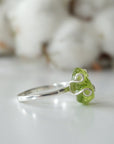 Raw Green Peridot Crystal Adjustable Ring - Sterling Silver DesignsbyNatureGems