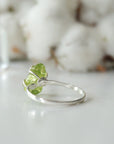 Raw Green Peridot Crystal Adjustable Ring - Sterling Silver DesignsbyNatureGems