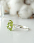 Raw Green Peridot Crystal Adjustable Ring - Sterling Silver DesignsbyNatureGems
