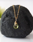 Raw Peridot Charm Necklace - 14K Gold-Filled DesignsbyNatureGems