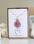 Raw Ruby Crystal Necklace - Sterling Silver and 14k Gold Pendant DesignsbyNatureGems