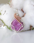 Raw Ruby Crystal Necklace - Sterling Silver and 14k Gold Pendant DesignsbyNatureGems