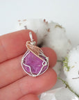 Raw Ruby Crystal Necklace - Sterling Silver and 14k Gold Pendant DesignsbyNatureGems