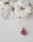 Raw Ruby Crystal Necklace - Sterling Silver and 14k Gold Pendant DesignsbyNatureGems