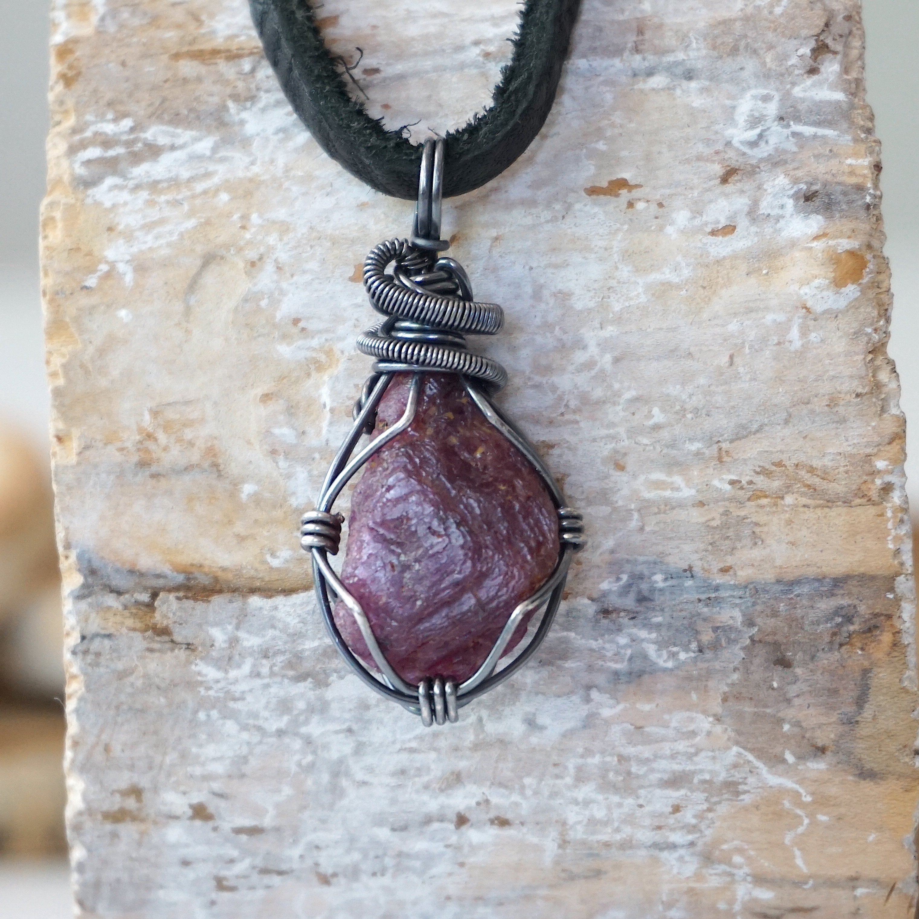 Raw Ruby Necklace Men's Necklace