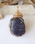 Raw Sapphire Crystal Necklace 14K Gold-FIlled - September Birthstone DesignsbyNatureGems
