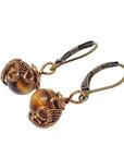 Raw Tigers Eye Healing Crystal Drop Earrings DesignsbyNatureGems