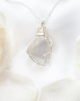 Rock Crystal Silver Pendant Necklace (Clear Quartz) DesignsbyNatureGems