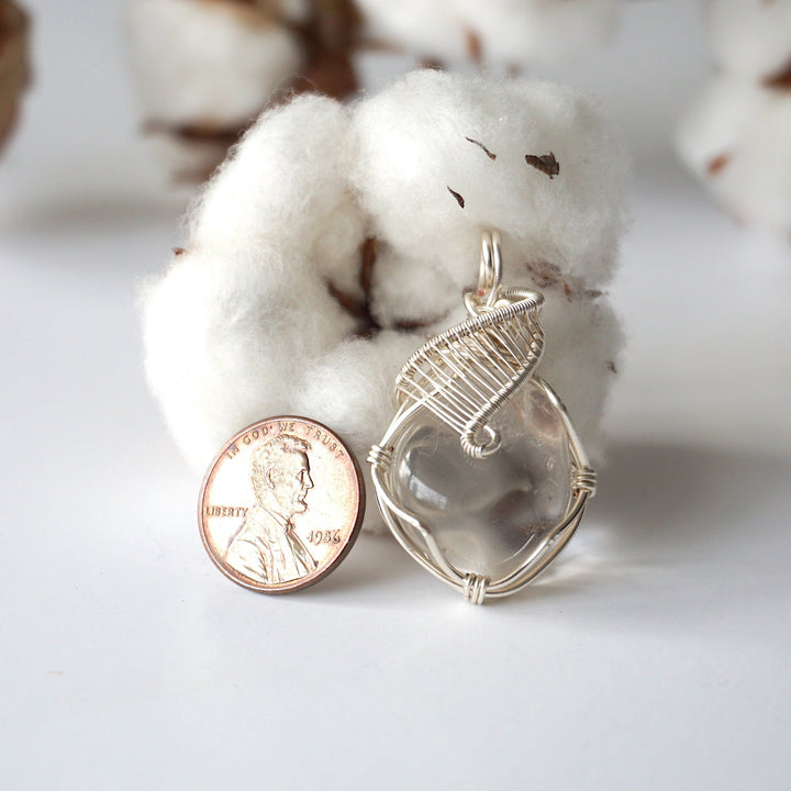 Rock Crystal Silver Pendant Necklace (Clear Quartz) DesignsbyNatureGems