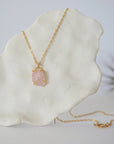 Rose Quartz 14K Gold Huggie Charm Necklace Designs by Nature Gems