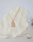 Rose Quartz 14K Gold Huggie Charm Necklace Designs by Nature Gems