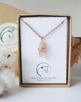 Rose Quartz Charm Necklace - Gold Plated Brass Designs by Nature Gems