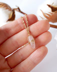 Rose Quartz Charm Necklace - Gold Plated Brass Designs by Nature Gems