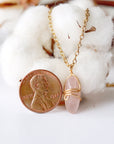 Rose Quartz Charm Necklace - Gold Plated Brass Designs by Nature Gems