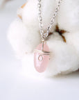 Rose Quartz Charm Necklace - Sterling Silver Plated Designs by Nature Gems