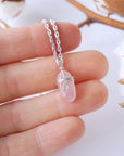 Rose Quartz Charm Necklace - Sterling Silver Plated Designs by Nature Gems