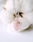 Rose Quartz Charm Necklace - Sterling Silver Plated Designs by Nature Gems
