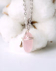 Rose Quartz Charm Necklace - Sterling Silver Plated Designs by Nature Gems