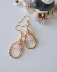 Rose Quartz Gold Plated Round Wire Earring Designs by Nature Gems