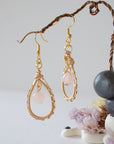 Rose Quartz Gold Plated Round Wire Earring Designs by Nature Gems