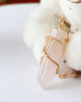 Rose Quartz Hexagonal Point Necklace - Gold Plated Designs by Nature Gems