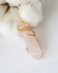 Rose Quartz Hexagonal Point Necklace - Gold Plated Designs by Nature Gems