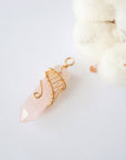 Rose Quartz Hexagonal Point Necklace - Gold Plated Designs by Nature Gems