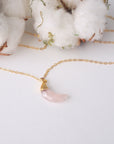 Rose Quartz Moon Charm Necklace - 14K Gold-Filled DesignsbyNatureGems
