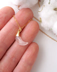 Rose Quartz Moon Charm Necklace - 14K Gold-Filled DesignsbyNatureGems