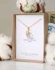 Rose Quartz Moon Charm Necklace - 14K Gold-Filled DesignsbyNatureGems
