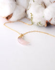 Rose Quartz Moon Charm Necklace - 14K Gold-Filled DesignsbyNatureGems