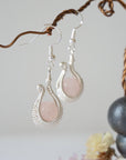 Rose Quartz Silver Plated Drop U-Shape Earring Designs by Nature Gems