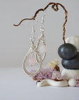 Rose Quartz Silver Plated Round Wire Earring Designs by Nature Gems