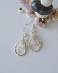 Rose Quartz Silver Plated Round Wire Earring Designs by Nature Gems