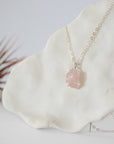 Rose Quartz Sterling Silver Huggie Charm Necklace Designs by Nature Gems