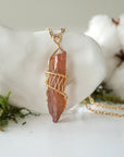 Ruby Aura Quartz - Gold Wire Wrapped Necklace Designs by Nature Gems