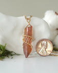 Ruby Aura Quartz - Gold Wire Wrapped Necklace Designs by Nature Gems