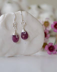 Ruby Drop Earrings Sterling Silver Designs by Nature Gems