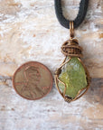 (SEO) Raw Peridot Necklace - Antique Bronze Leather Cord Designs by Nature Gems