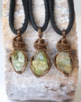 (SEO) Raw Peridot Necklace - Antique Bronze Leather Cord Designs by Nature Gems