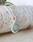 Silver Wire Wrapped Aquamarine Necklace DesignsbyNatureGems